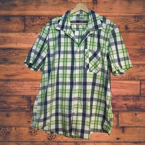 5 for $25🔥Sun River Green Plaid Short Sleeve Button Front‎ Shirt XXL